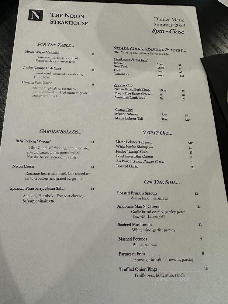 The Nixon Chops & Whiskey - Whittier, CA menu_pic