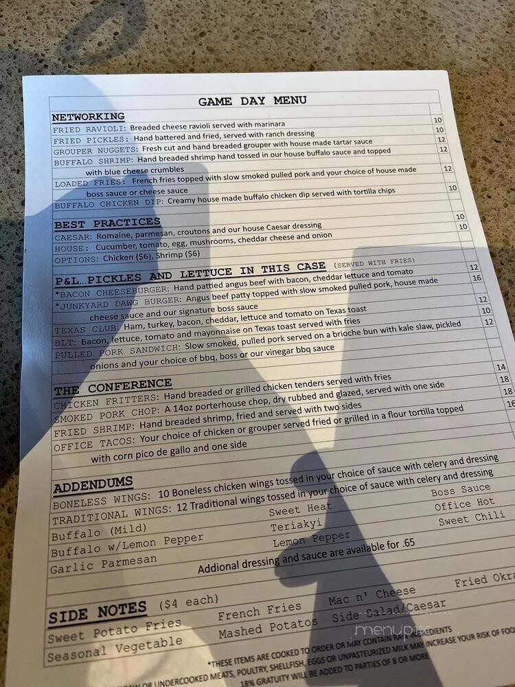 The Office Sports Bar And Grill - Athens, GA menu_pic