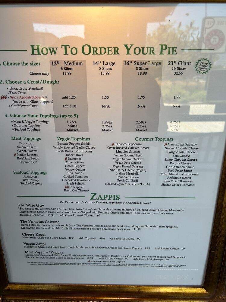 The Pie Pizzeria - Salt Lake City, UT menu_pic