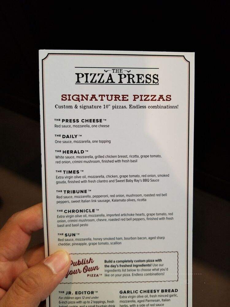 The Pizza Press - Santa Ana, CA menu_pic