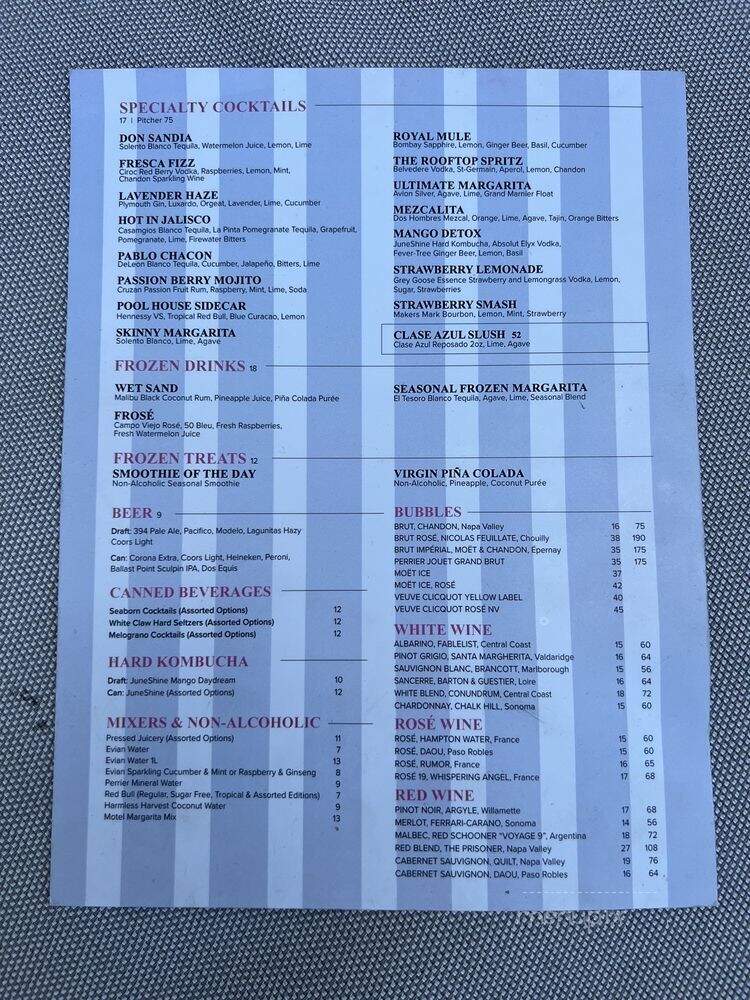 The Pool House - San Diego, CA menu_pic
