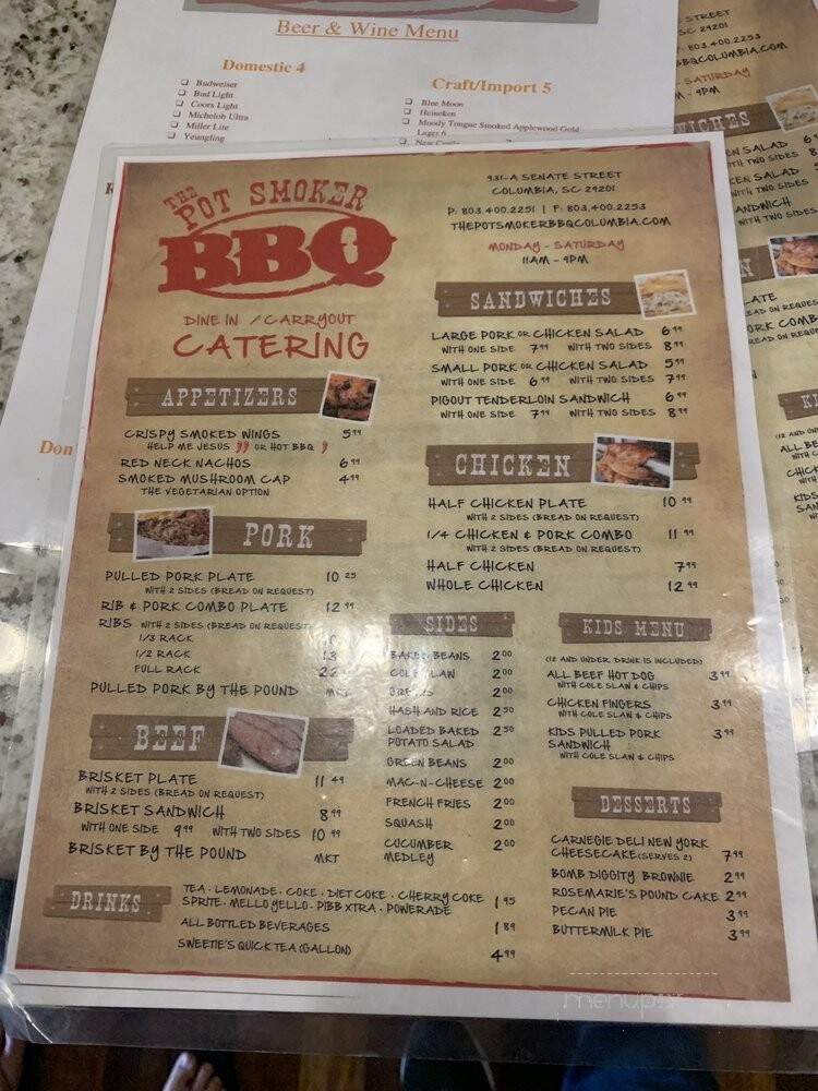 The Pot Smoker BBQ - Columbia, SC menu_pic