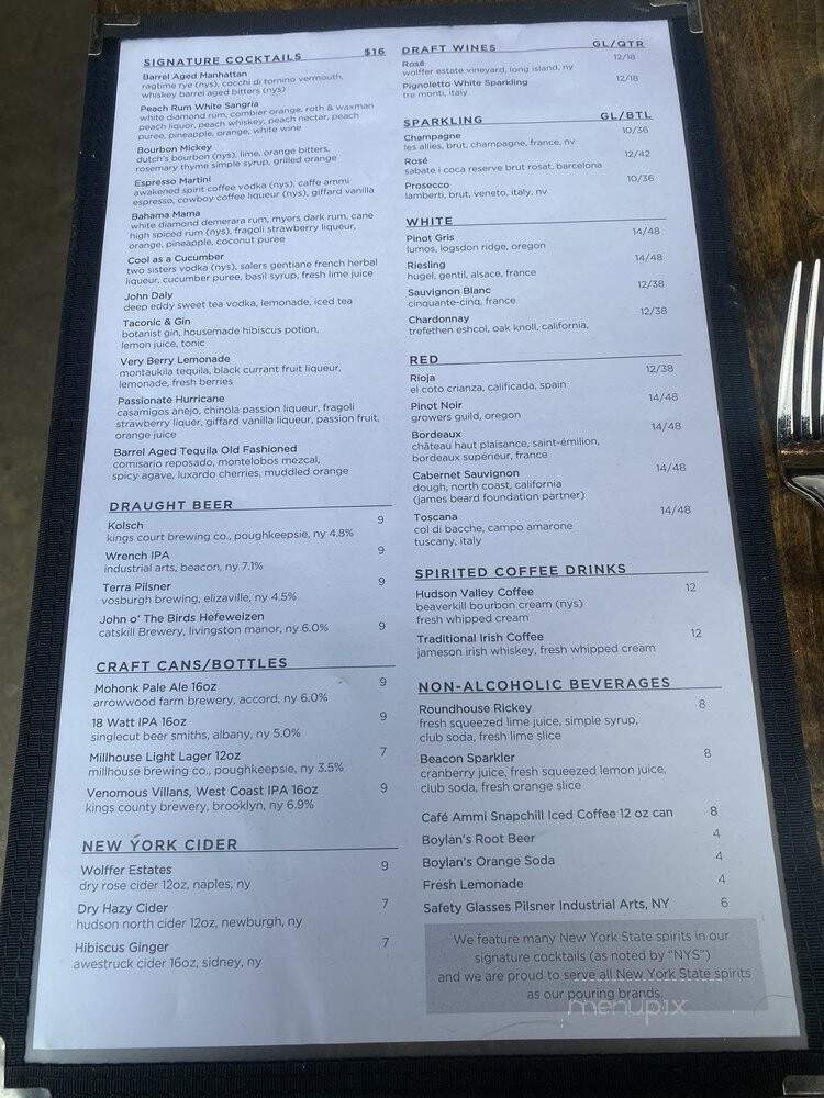 The Roundhouse - Beacon, NY menu_pic