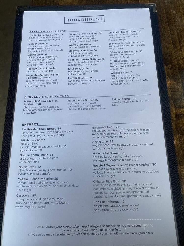 The Roundhouse - Beacon, NY menu_pic
