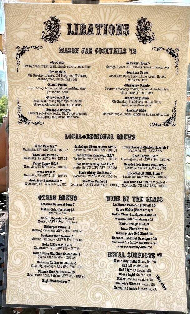 The Stillery, Midtown - Nashville, TN menu_pic