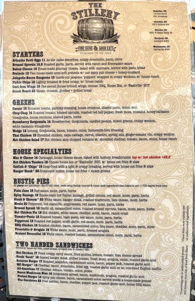 The Stillery, Midtown - Nashville, TN menu_pic