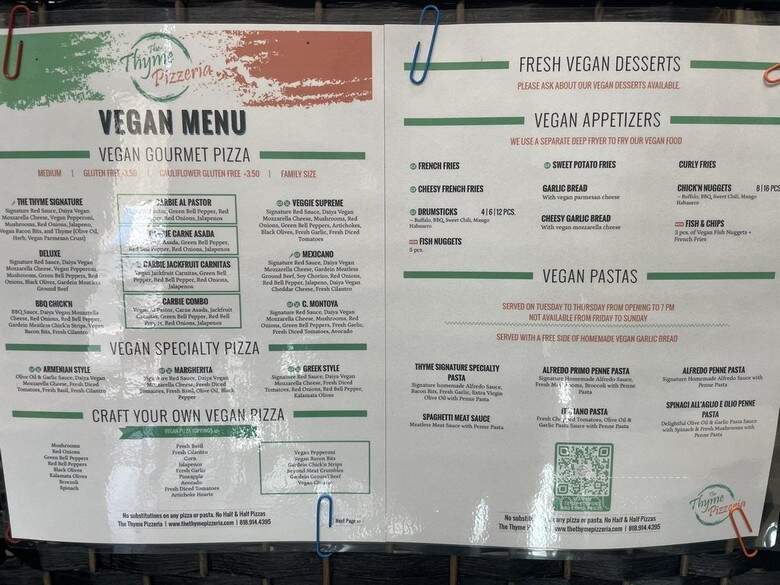 The Thyme Pizzeria - Winnetka, CA menu_pic