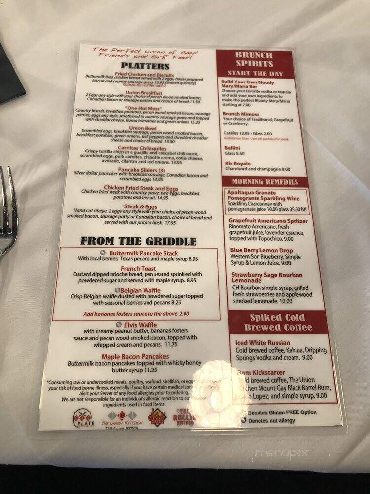 The Union Kitchen - Houston, TX menu_pic