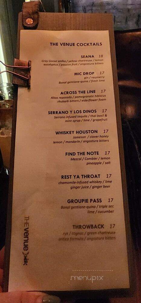 The Venue - Los Angeles, CA menu_pic