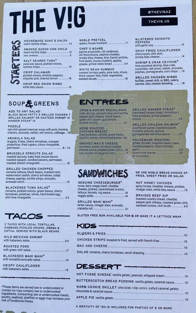 The Vig McDowell Mountain - Scottsdale, AZ menu_pic