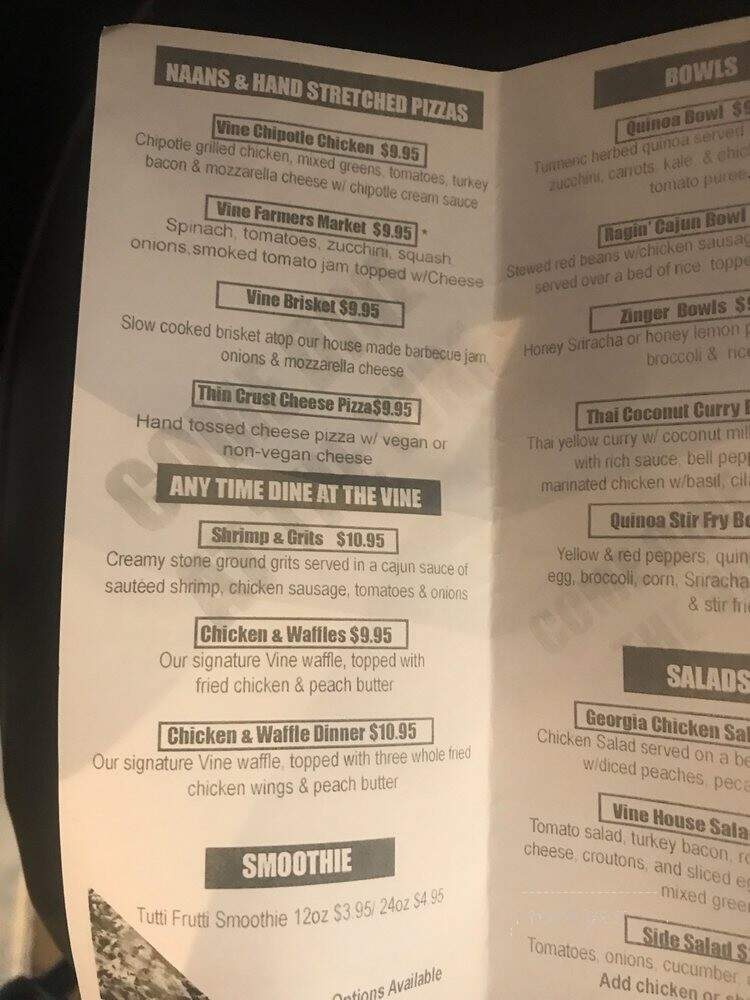 The Vine Market And Cafe - Douglasville, GA menu_pic