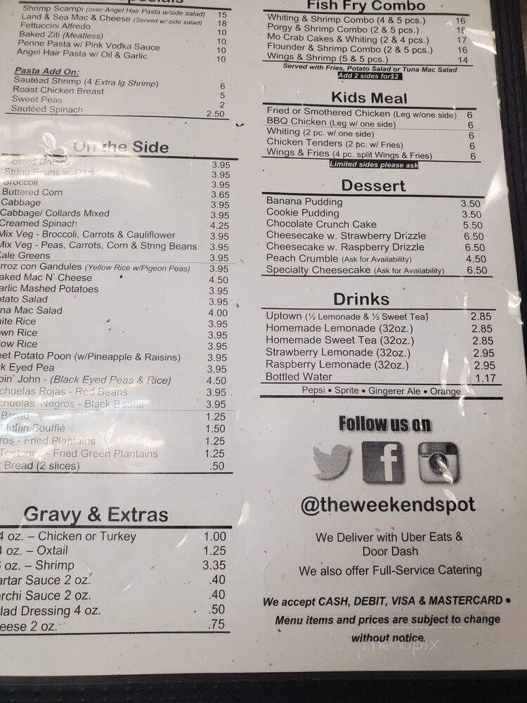 The Weekend Spot Restaurant - Newark, NJ menu_pic