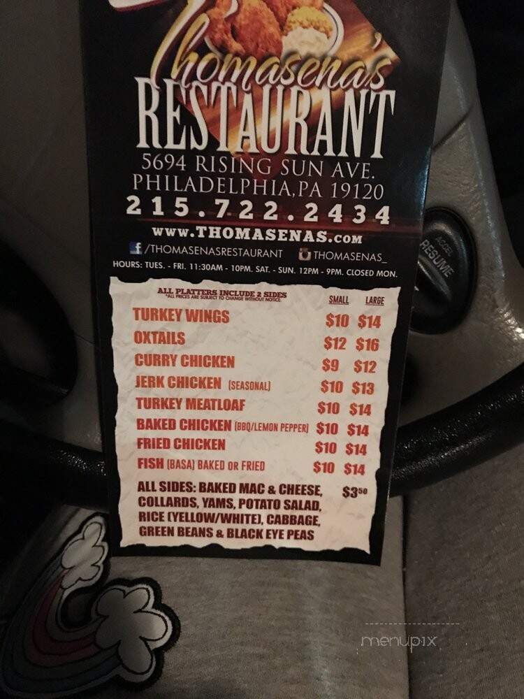 Thomasena's Restaurant - Philadelphia, PA menu_pic