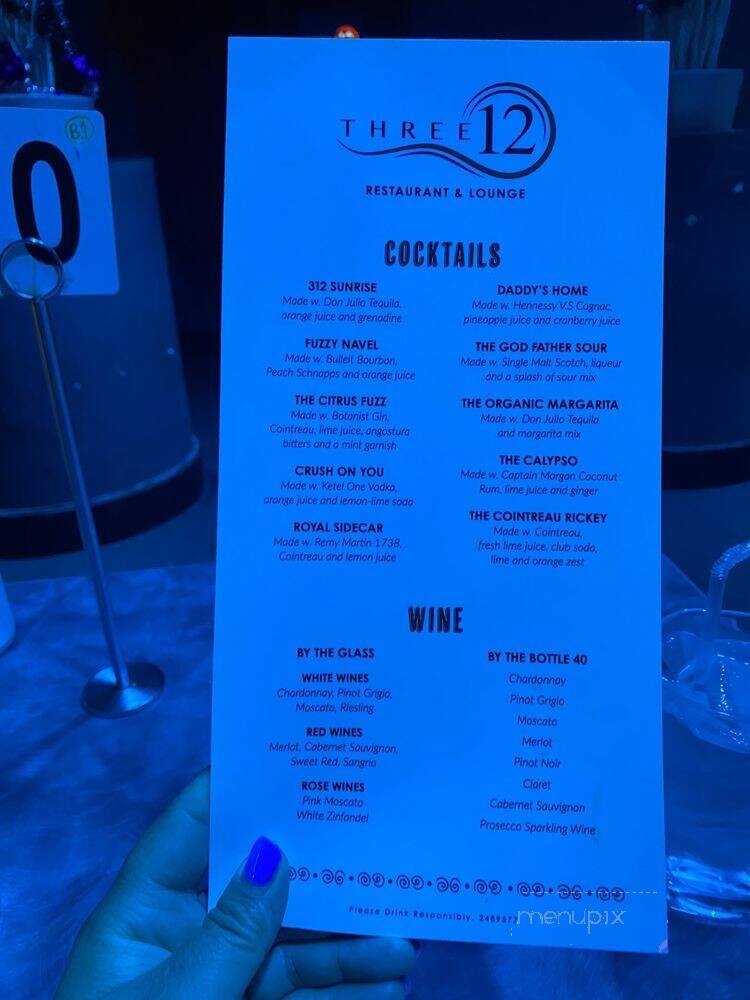 Three12 Sports Lounge - Philadelphia, PA menu_pic