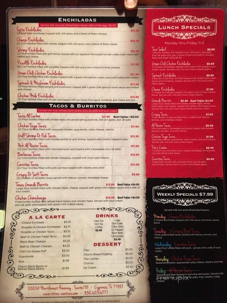 Tito's Cantina - Cypress, TX menu_pic