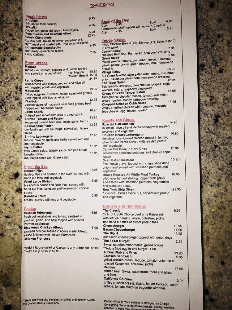 Toast - Fort Lauderdale, FL menu_pic