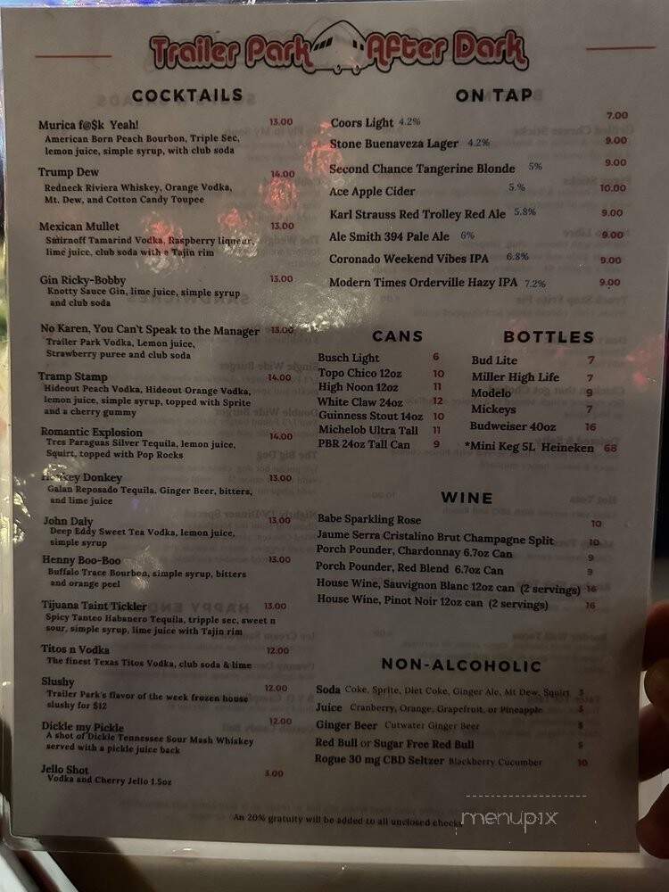 Trailer Park After Dark - San Diego, CA menu_pic