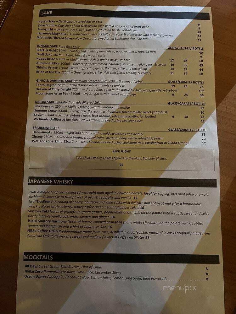 Tsunami Sushi - New Orleans, LA menu_pic
