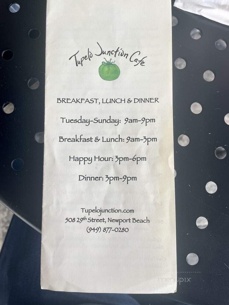 Tupelo Junction Cafe - Newport Beach, CA menu_pic