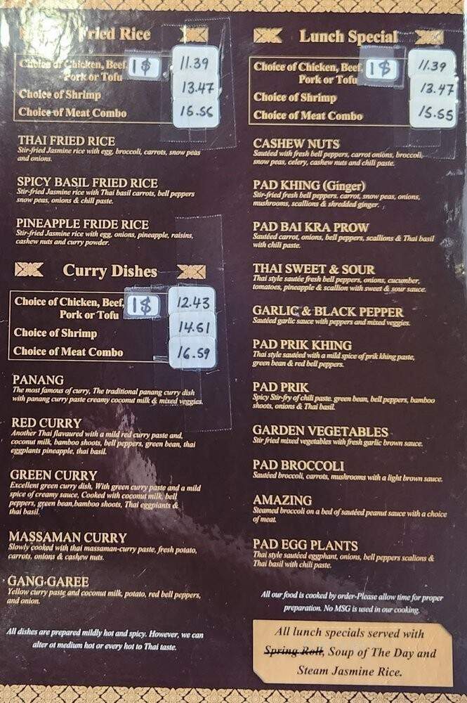 Thai Restaurant - Jacksonville, FL menu_pic
