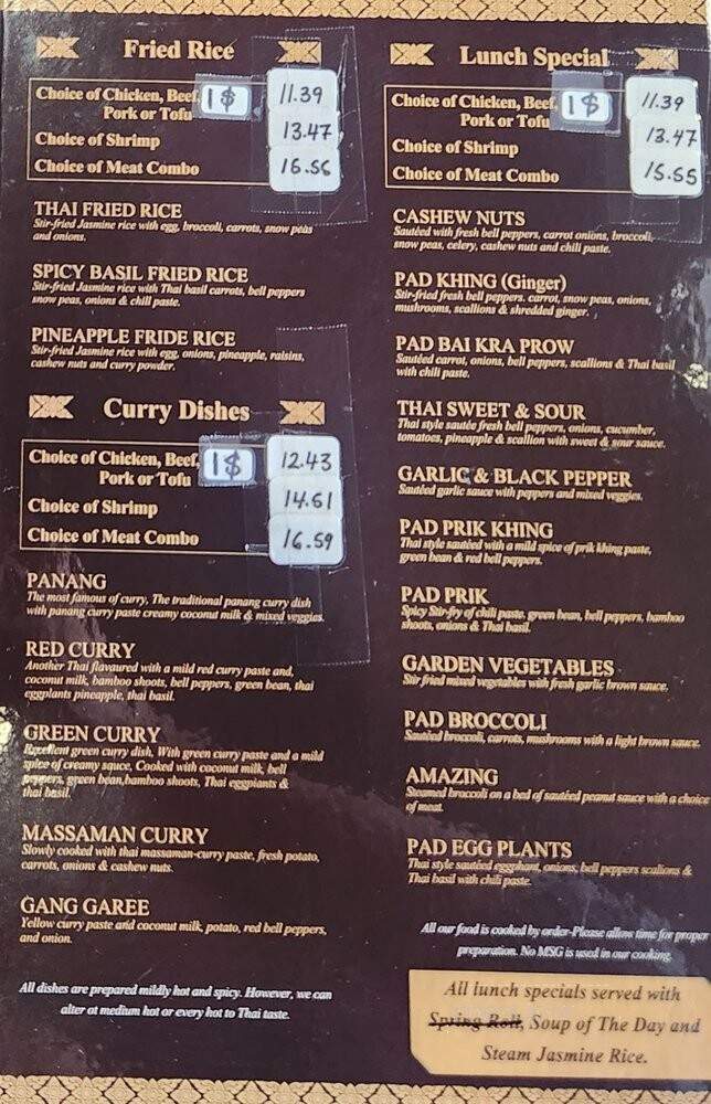 Thai Restaurant - Jacksonville, FL menu_pic