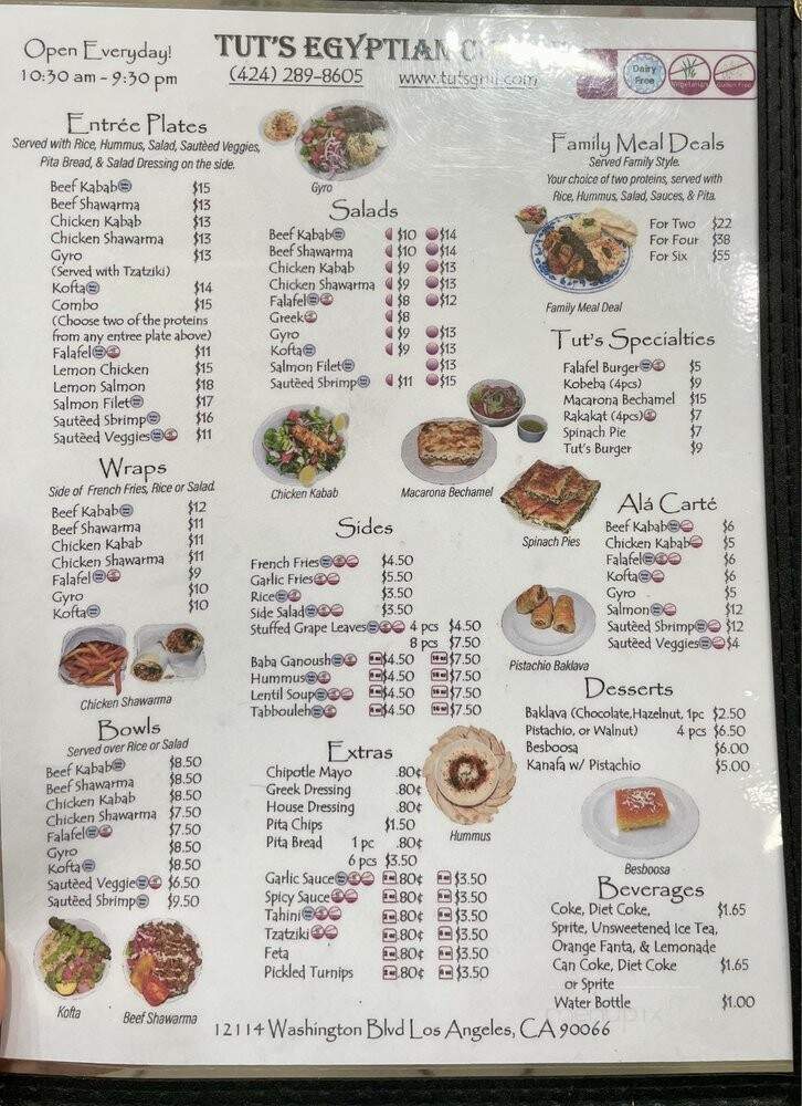 Tut's Grill - Los Angeles, CA menu_pic