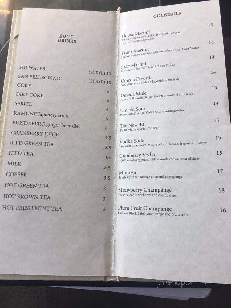 Umeda - Los Angeles, CA menu_pic