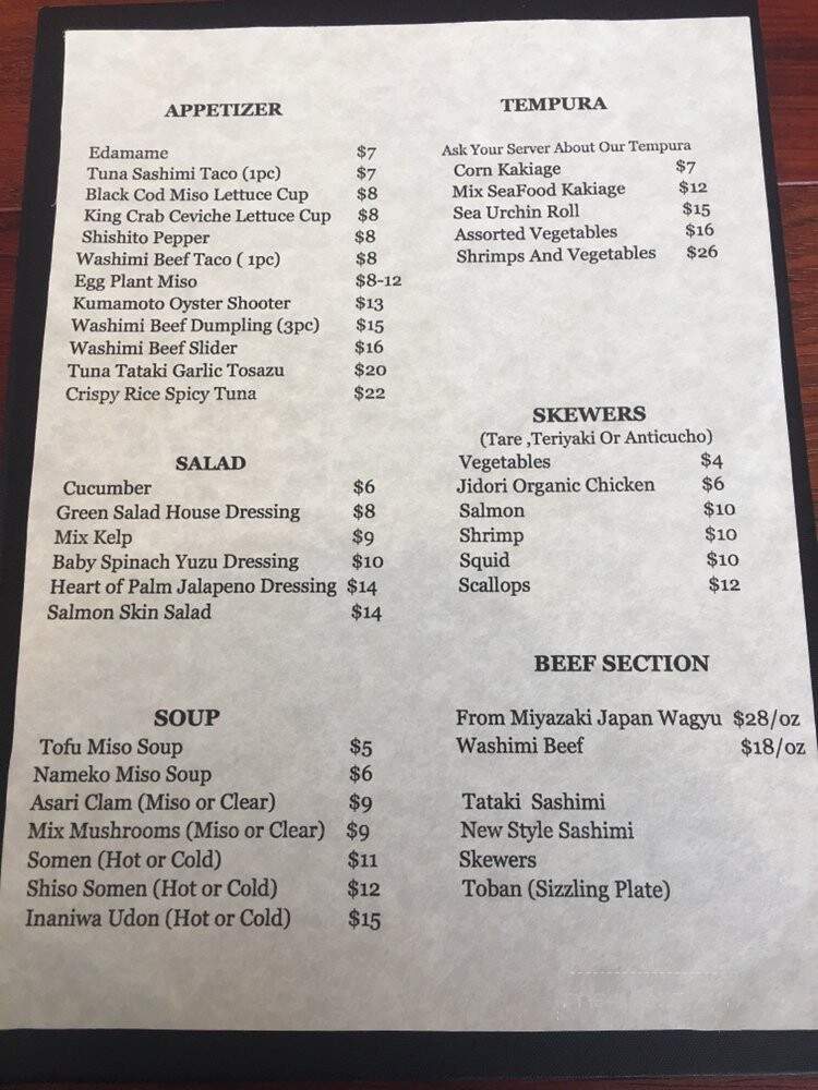Umeda - Los Angeles, CA menu_pic