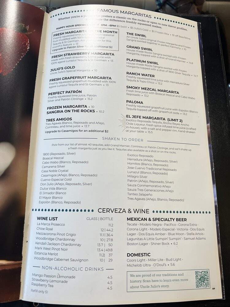 Uncle Julio's - Arlington, TX menu_pic