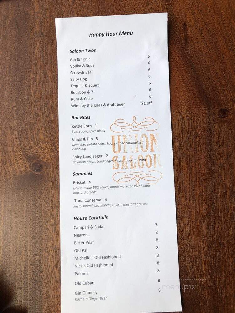 Union Saloon - Seattle, WA menu_pic