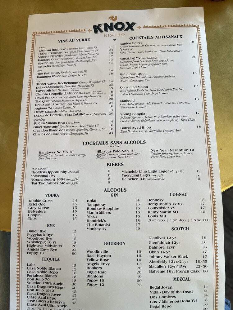 Up on Knox - Dallas, TX menu_pic