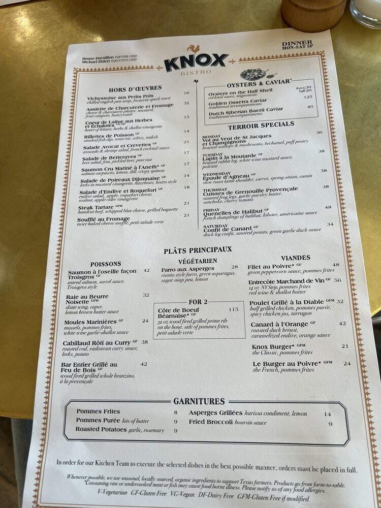 Up on Knox - Dallas, TX menu_pic