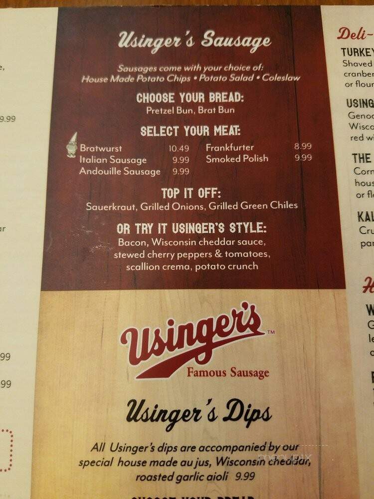 Usingers - Milwaukee, WI menu_pic
