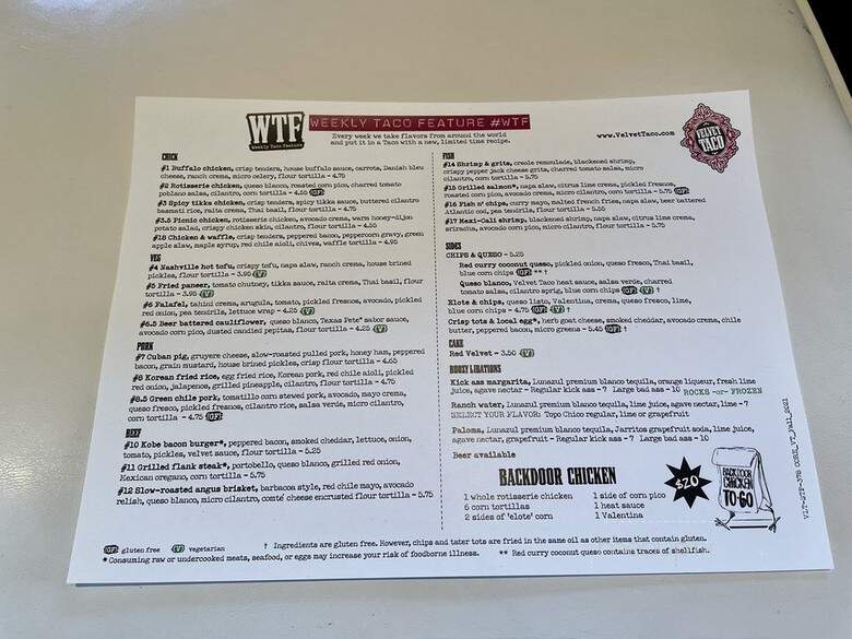 Velvet Taco - Dallas, TX menu_pic