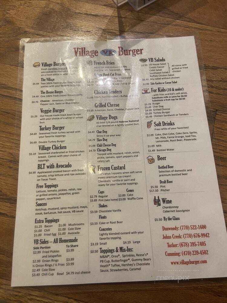 Village Burger-Tucker - Tucker, GA menu_pic