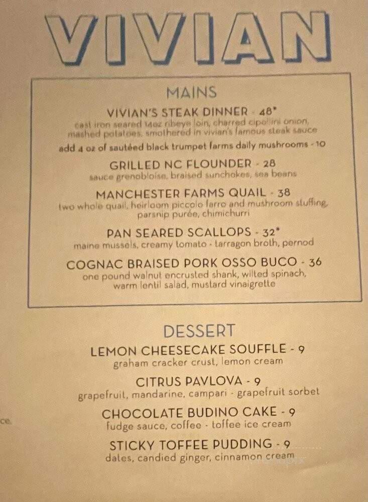 Vivian - Asheville, NC menu_pic