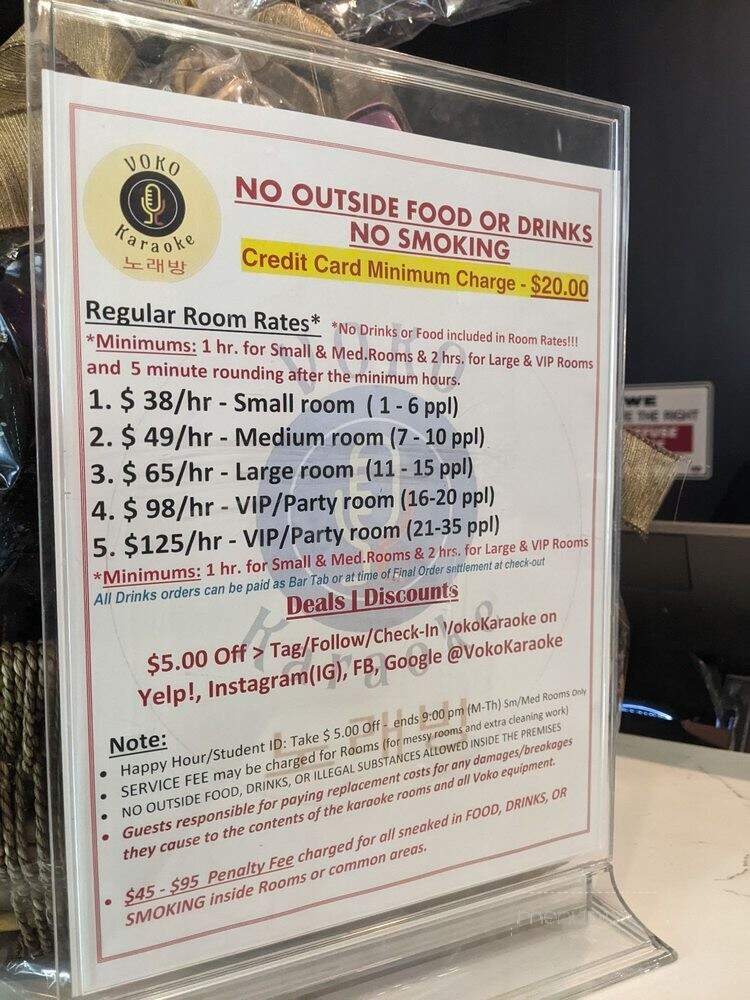 Voko Karaoke Lounge & Restaurant - Tustin, CA menu_pic