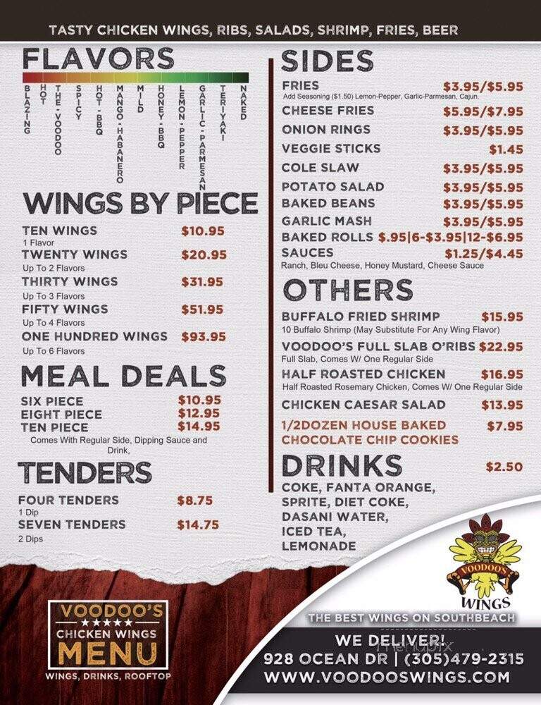 Voodoo's Wings - Miami Beach, FL menu_pic