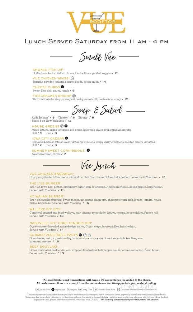 Vue Rooftop - Iowa City, IA menu_pic