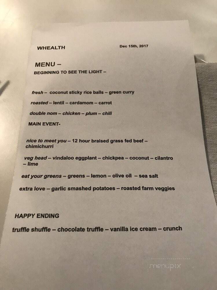 Whealth - Jersey City, NJ menu_pic