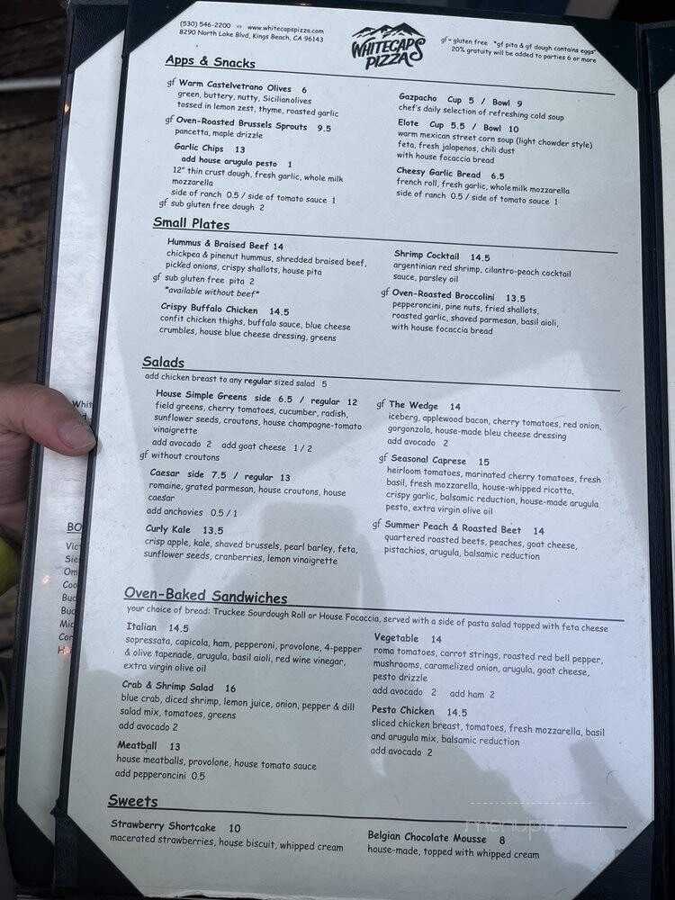 Whitecaps Pizza - Kings Beach, CA menu_pic