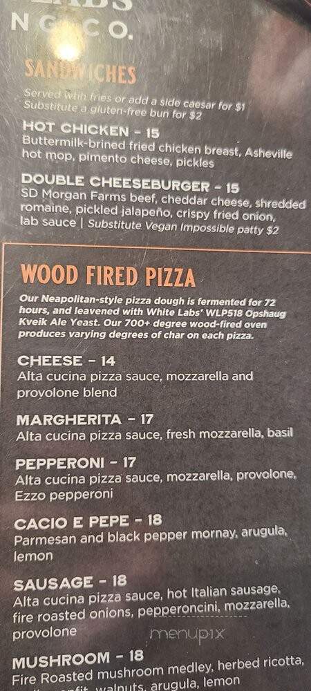 White Labs Kitchen & Tap - Asheville, NC menu_pic