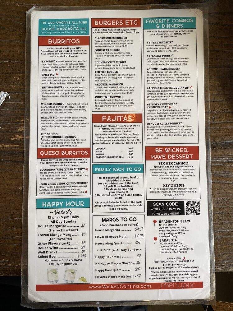 Wicked Cantina - Sarasota, FL menu_pic