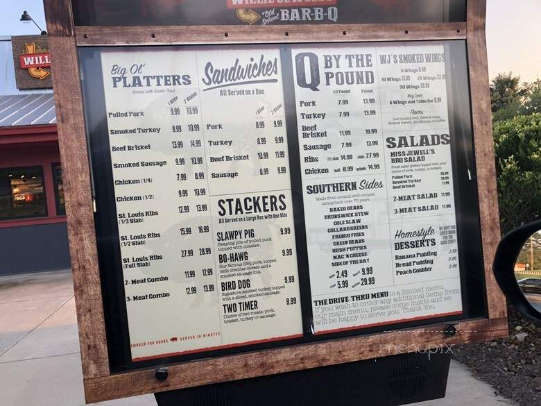 Willie Jewell's Old School Bar-B-Q - Marietta, GA menu_pic