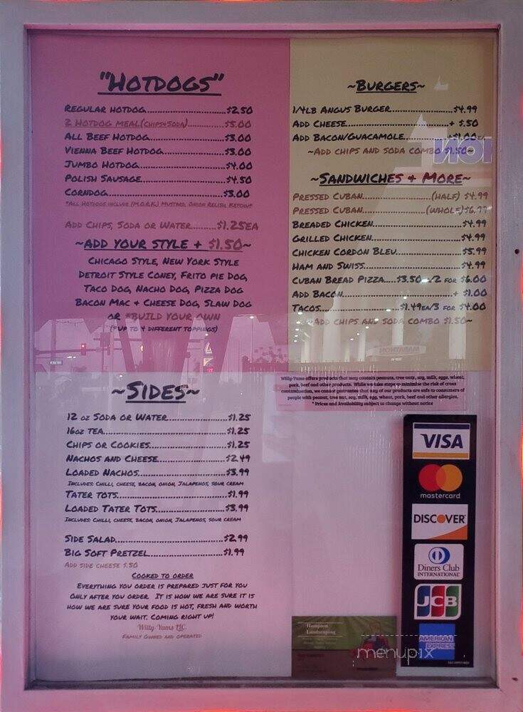 Willy-Yums - Bradenton, FL menu_pic
