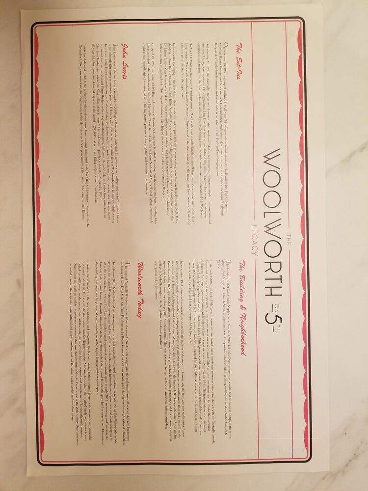 Woolworth on 5th - Nashville, TN menu_pic