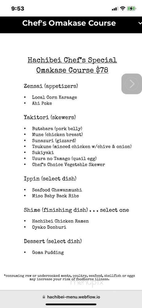 Yakitori Hachibei - Honolulu, HI menu_pic