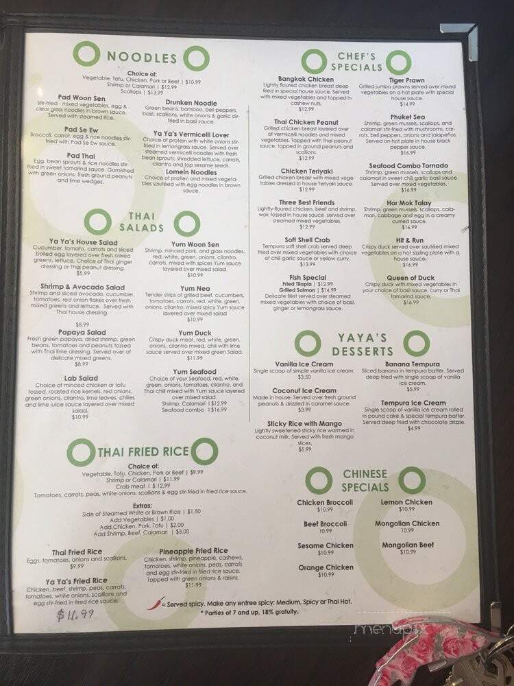 Ya Ya's Thai - San Antonio, TX menu_pic