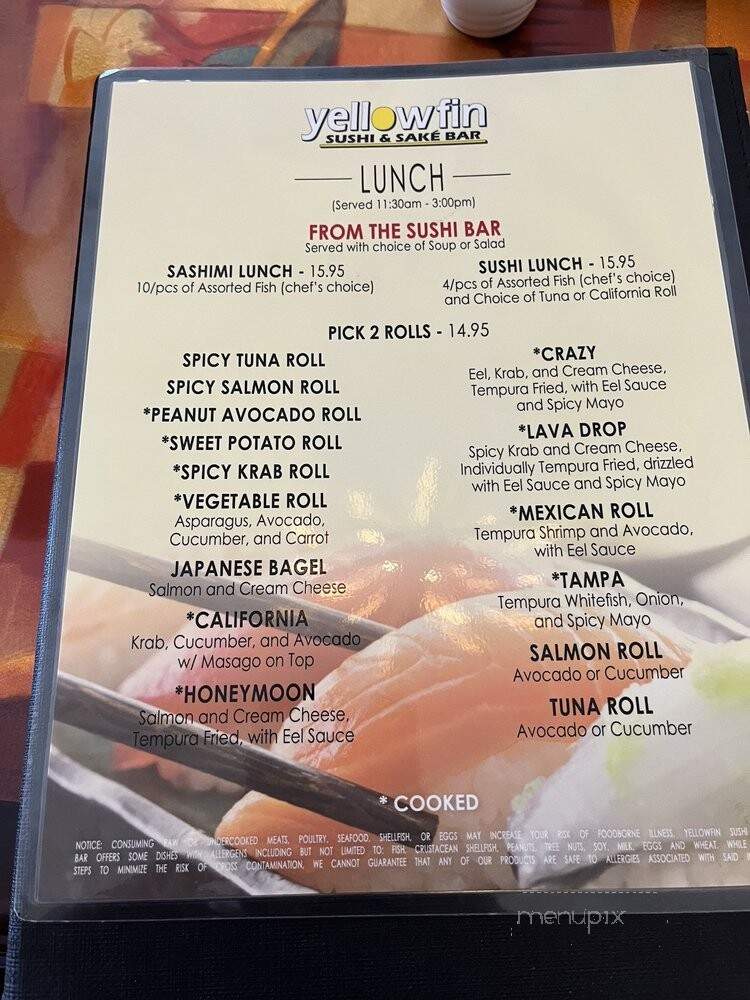 YellowFin Sushi & Sake Bar - Cape Coral, FL menu_pic