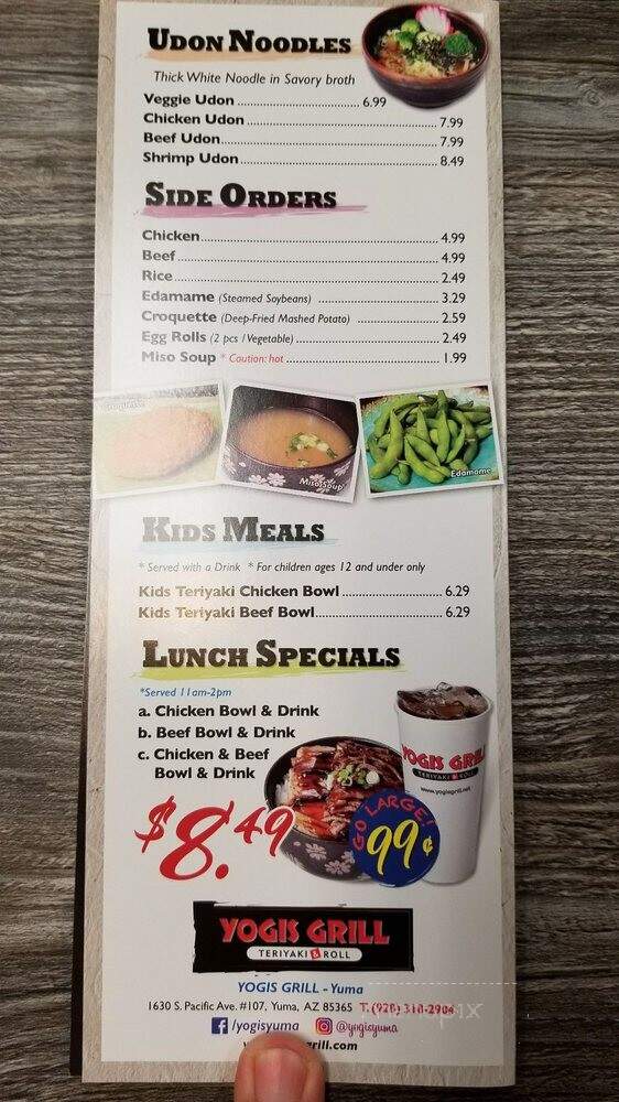 Yogis Grill Teriyaki & Roll - Yuma, AZ menu_pic